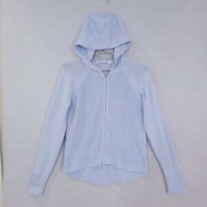 Athleta Outlander Blue Full Zip Knit Hooded Sweater Size Large